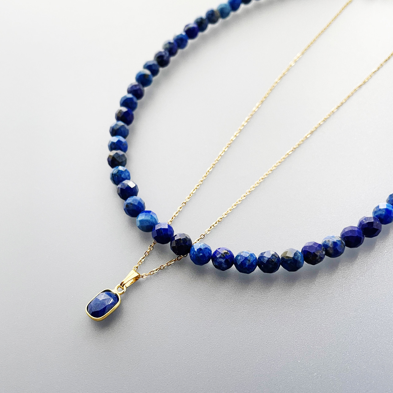 【Creema限定】ラピスラズリレクタングルネックレスセット 大人ネイビー 春の超早割2026