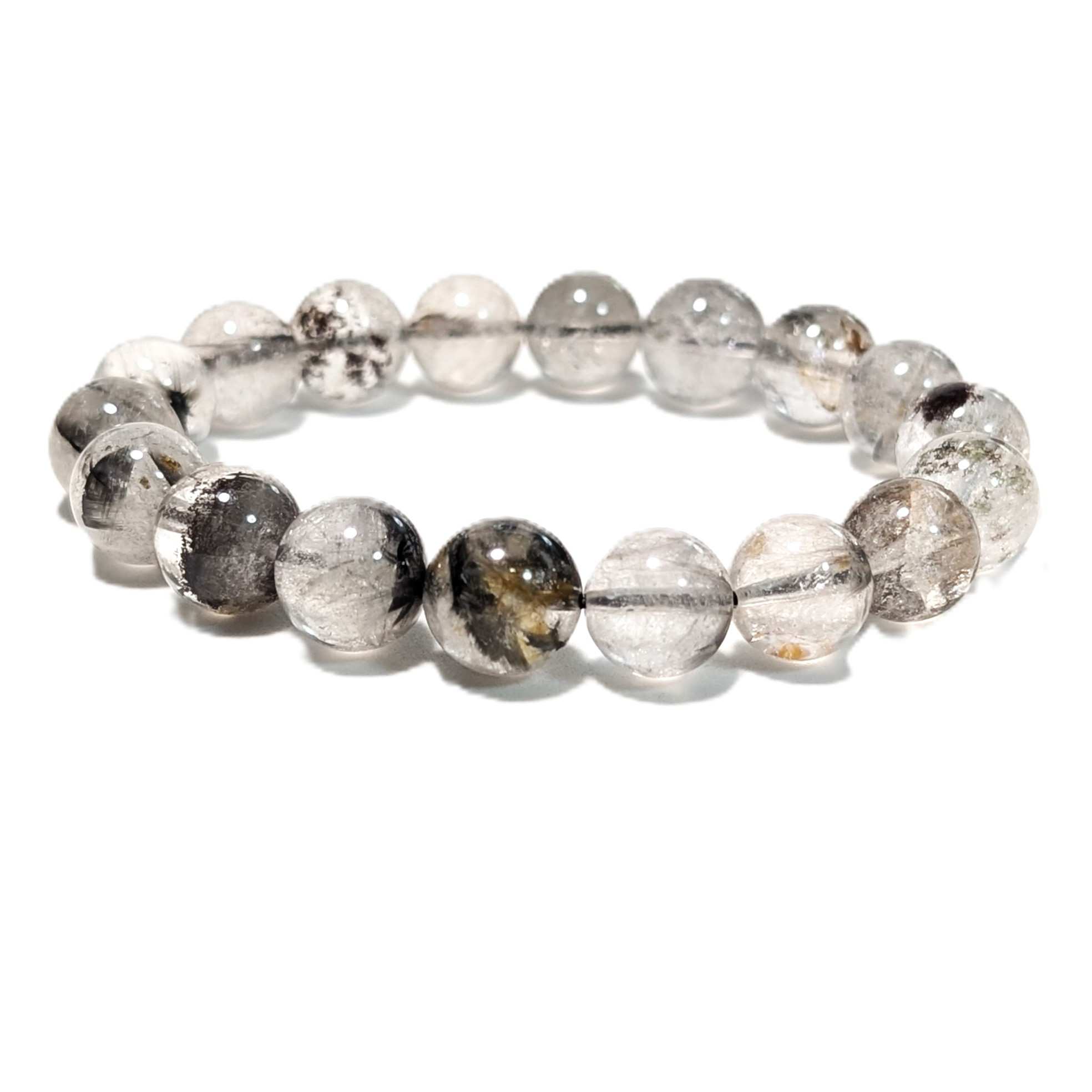 【鉱物多めで素敵】プラチナルチル 11mm ブレスレット 自己成長を促す 天然石 仕事のお守り ギフト 贈り物