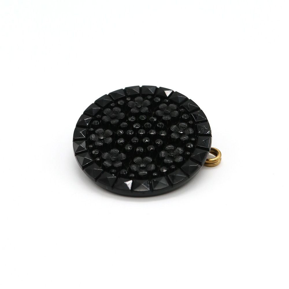 CE-BR-1 【CERCA】アンティークジェットのボタンブローチ