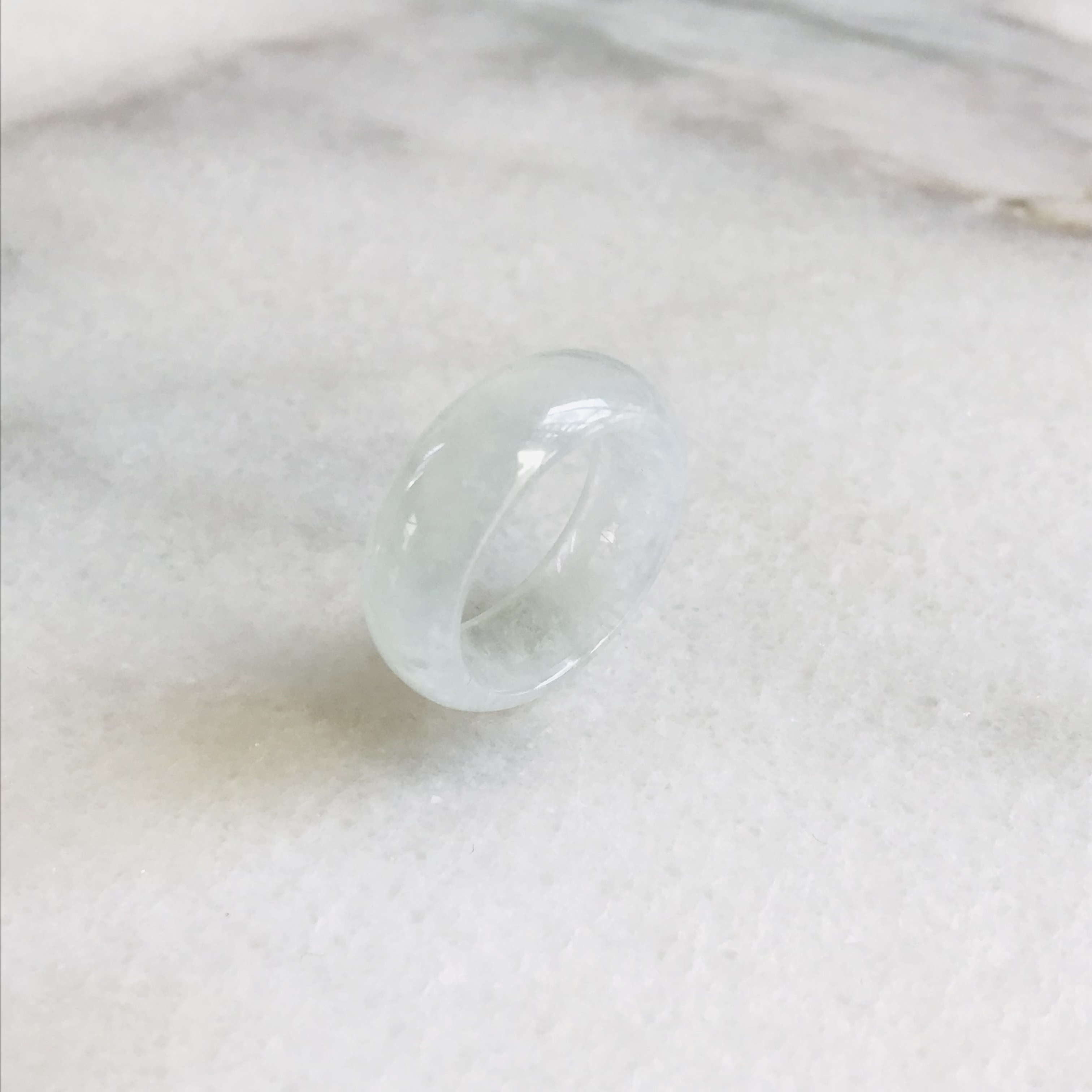 [R159-0028］ ジェイド　JADE ヒスイ　本翡翠　くりぬき　リング　天然石　ミャンマー産　9号　指輪