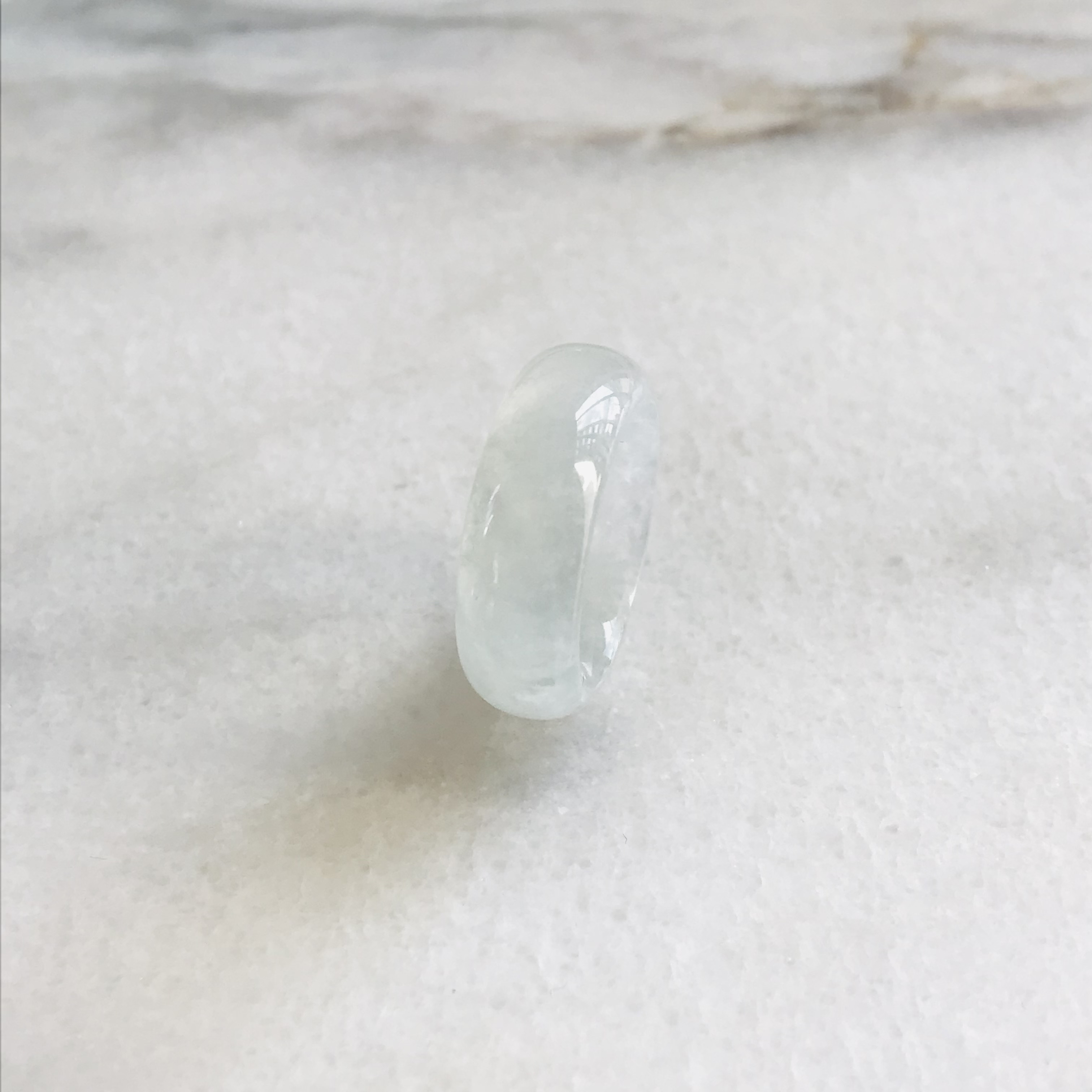 [R159-0028］ ジェイド　JADE ヒスイ　本翡翠　くりぬき　リング　天然石　ミャンマー産　9号　指輪