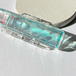 クラゲ散歩の印鑑ケース（ターコイズブルー） / 海 / レジン / 海月 4枚目の画像