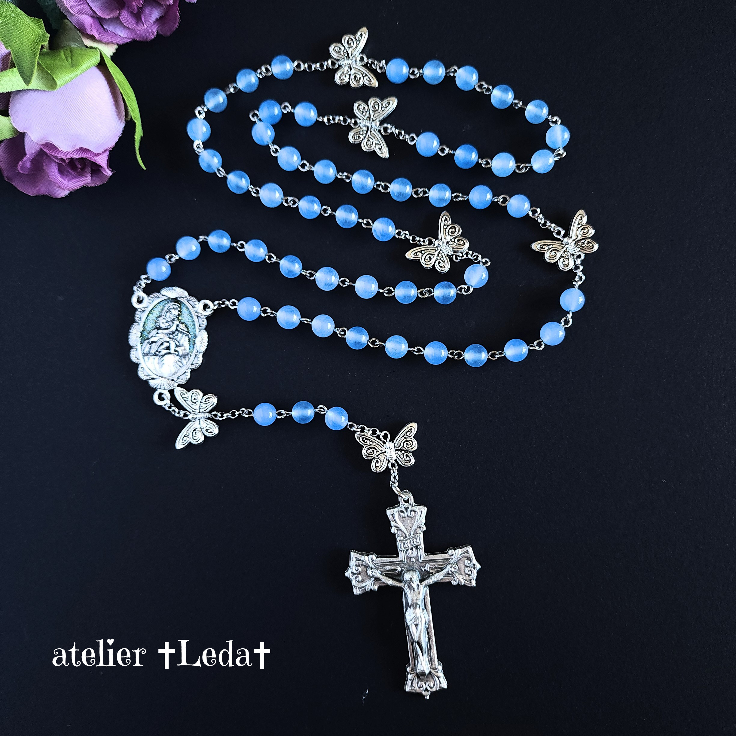 ☆シーブルーカルセドニー ロザリオ☆ ~Sea Blue Chalcedony~