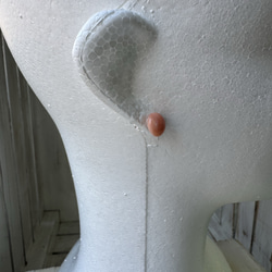 アウトレット　珊瑚　ボタン型　半円状　チタンピアス【花香】 18枚目の画像