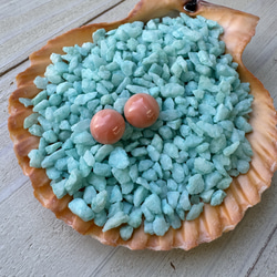 アウトレット　珊瑚　ボタン型　半円状　チタンピアス【花香】 4枚目の画像