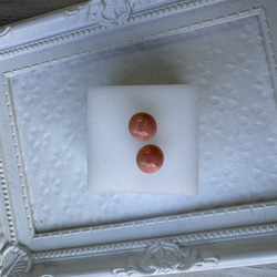 アウトレット　珊瑚　ボタン型　半円状　チタンピアス【花香】 11枚目の画像