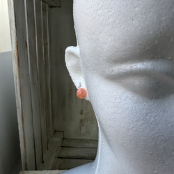 アウトレット　珊瑚　ボタン型　半円状　チタンピアス【花香】 17枚目の画像