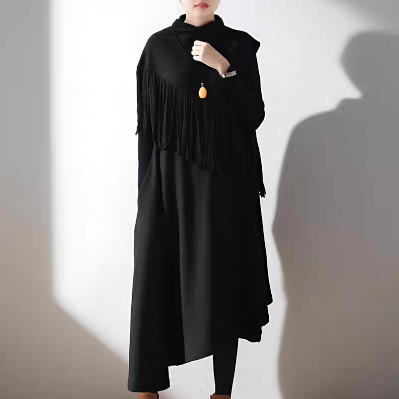 日常に取り入れやすいキレイめエスニック☆フリンジ付きワンピース