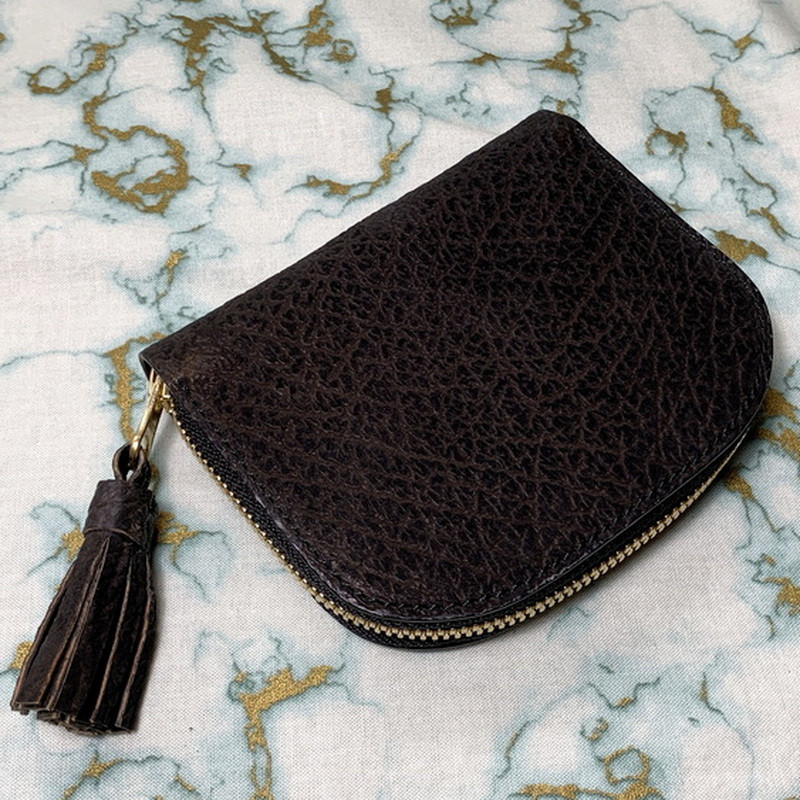 【AK.17】ヌバックシャーク(おか染：ブラック)×ドラーロ･ブッテーロ firebird 真珠貝型 財布 高級仕様