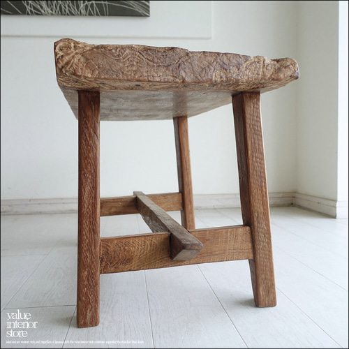 オールドチーク無垢材 プリミティブベンチKN スツール 長椅子 古材家具