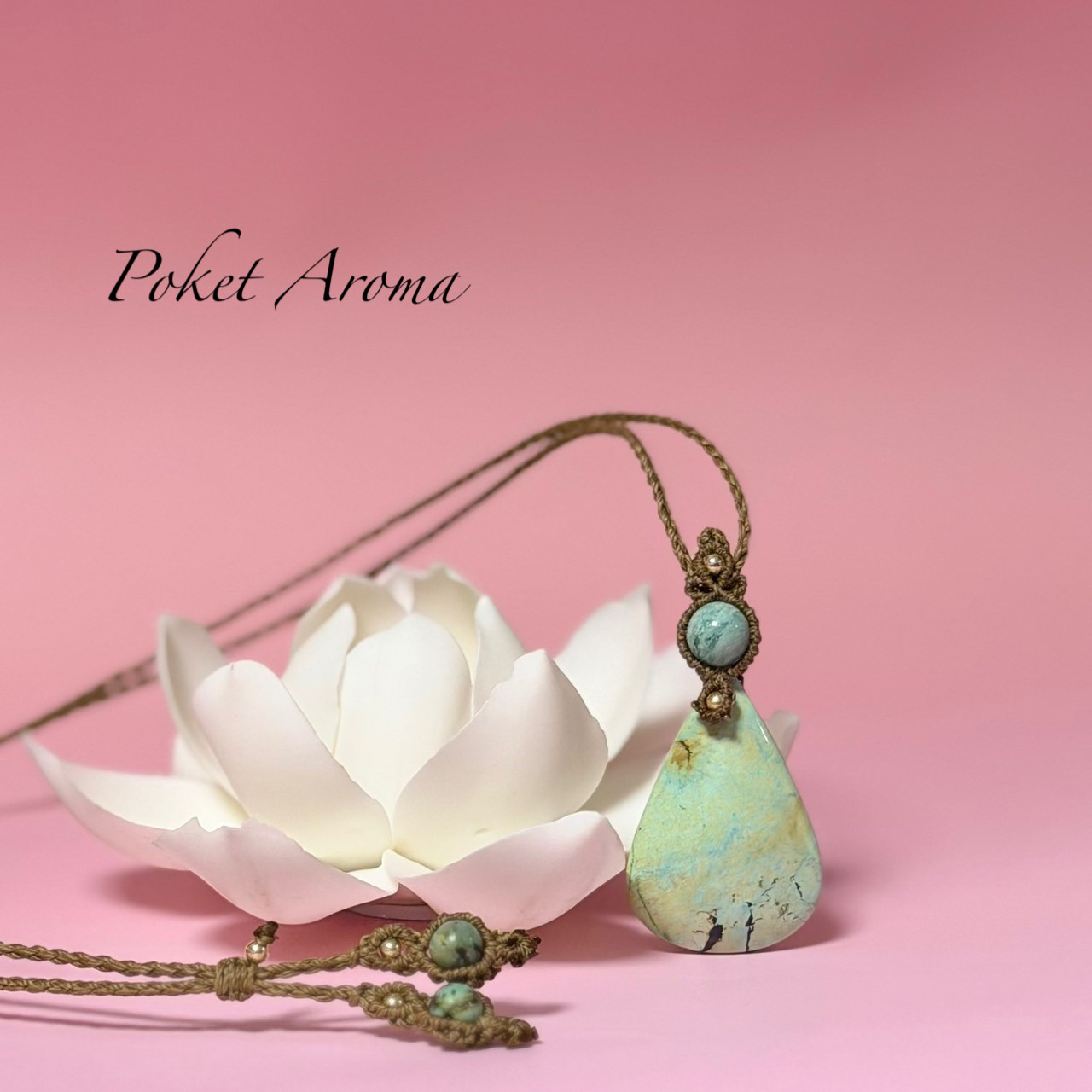 『祈希』天然ターコイズのマクラメペンダントネックレス