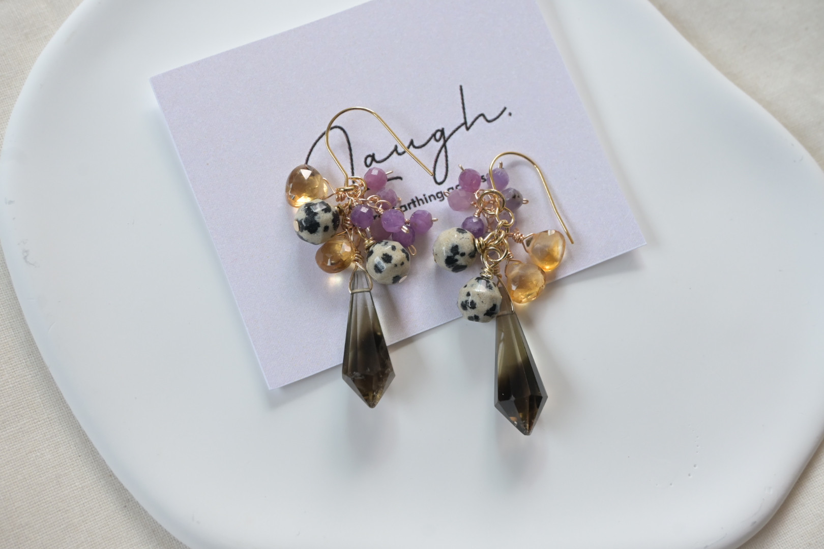 tasogare〜バイカラースモーキークォーツとサファイアの情景ピアス／イヤリング