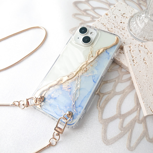 ニュアンスライン×ゴールド iPhoneケース アルコールインクアート