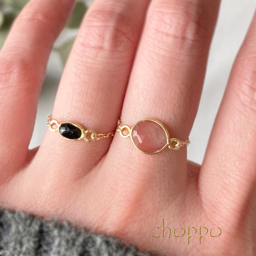 Roseリング アンデシン チェーンリング 14kgf フリーサイズ 誕生石