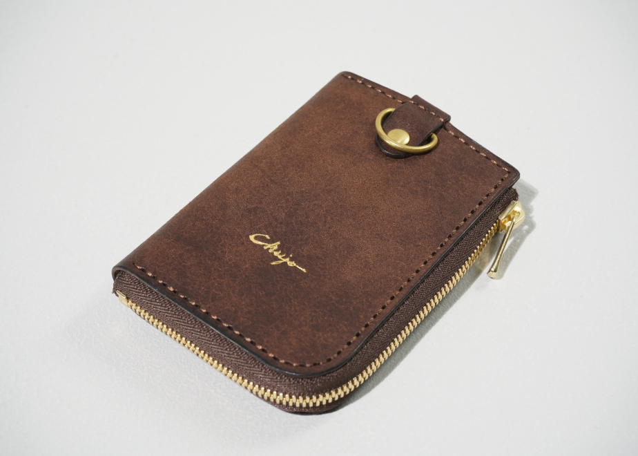 イタリアンレザーのＬ字ファスナー　スマートキーケース【ダークブラウン】