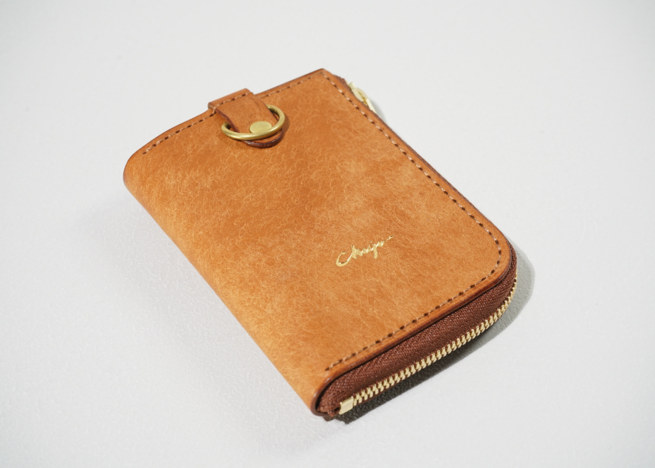 イタリアンレザーのＬ字ファスナー　スマートキーケース【ブラウン】