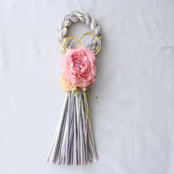 紅白しめ縄リース2026 お正月飾り 赤 白 しめ縄飾り しめ飾り 新年 椿