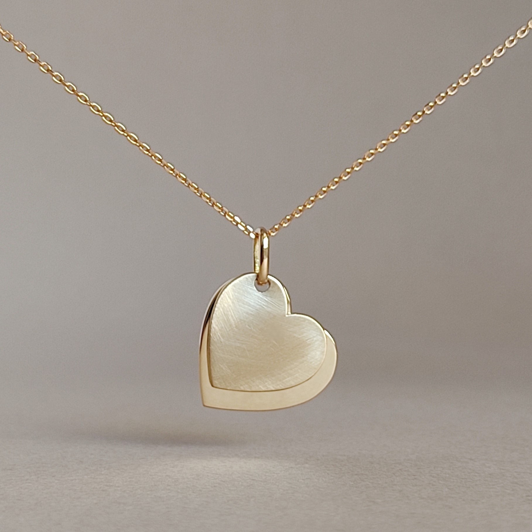 Two as One K18 名入れ誕生日メッセージ刻印 ダブルハート  ペンダントトップ