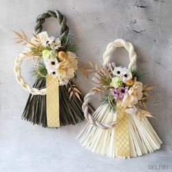 ☆入荷☆ダリアとマムの門松アレンジメント（モーヴピンク）【アーティ