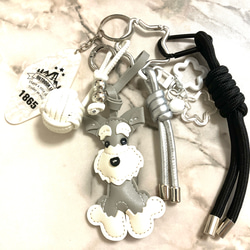 じゃらじゃらキーホルダー バッグチャーム シュナウザー グレー