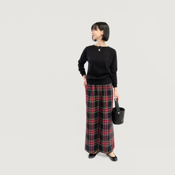 ウールライクセンタープレスパンツ ブラウンチェック【イージーケア