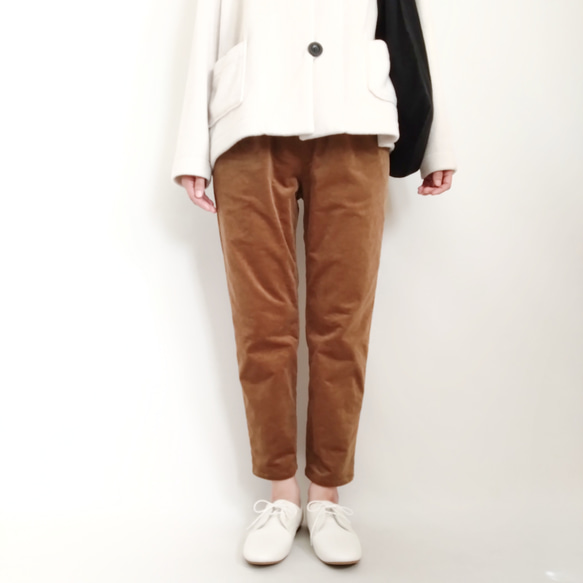 再販！× 15  新！裏起毛コーデュロイのなんでもないパンツ  冬、寒い日にあたたかな素材  ライトブラウン 5枚目の画像