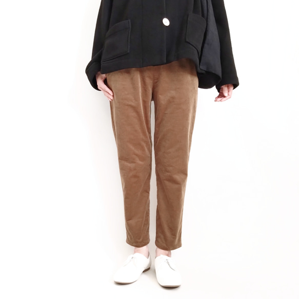 再販！× 15  新！裏起毛コーデュロイのなんでもないパンツ  冬、寒い日にあたたかな素材  ライトブラウン 9枚目の画像