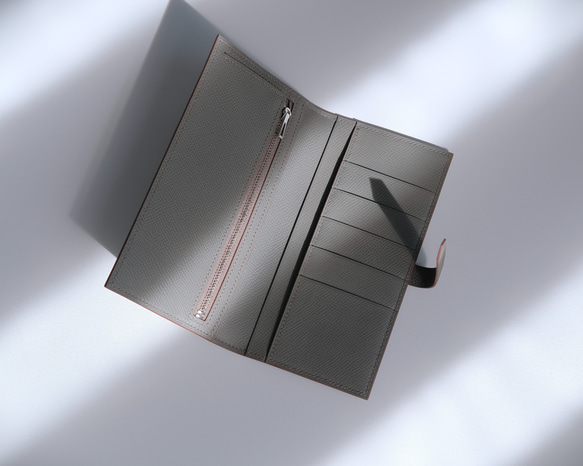 USUWA　二つ折り長財布　ヴォーエプソンレザー/エタン 2枚目の画像