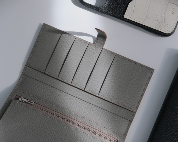 USUWA　二つ折り長財布　ヴォーエプソンレザー/エタン 3枚目の画像