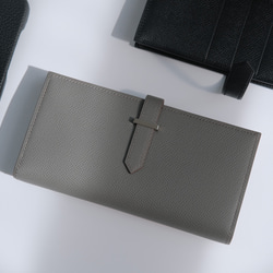 USUWA　二つ折り長財布　ヴォーエプソンレザー/エタン 1枚目の画像