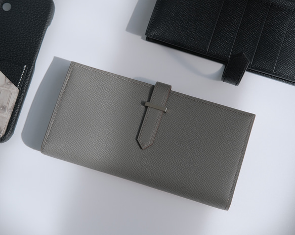 USUWA　二つ折り長財布　ヴォーエプソンレザー/エタン 1枚目の画像
