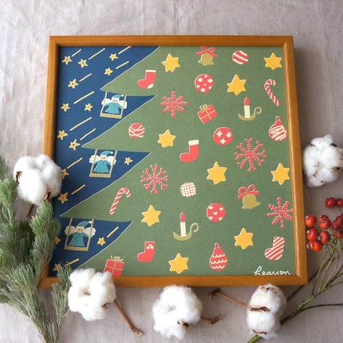 クリスマスの夜 」 30cm角ポスター タペストリー・壁掛け heaven