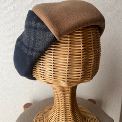 チェック切り替え　ベレー帽 3枚目の画像