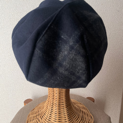 チェック切り替え　ベレー帽 2枚目の画像