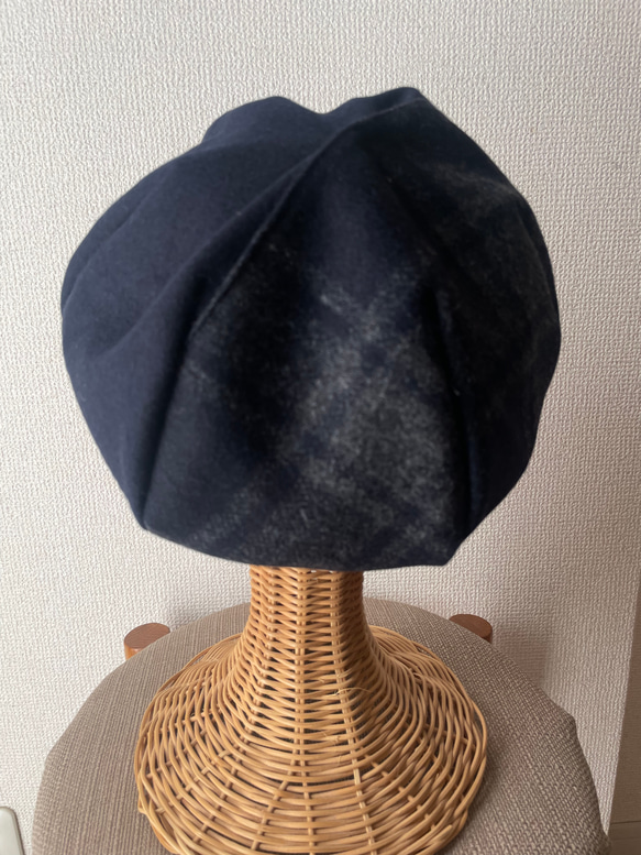 チェック切り替え　ベレー帽 2枚目の画像