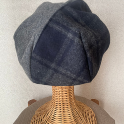 チェック切り替え　ベレー帽 5枚目の画像