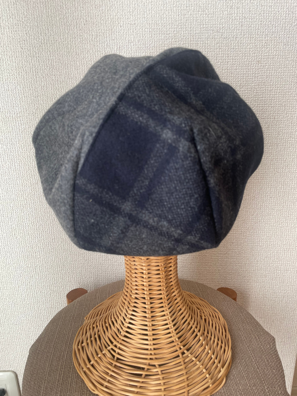 チェック切り替え　ベレー帽 5枚目の画像