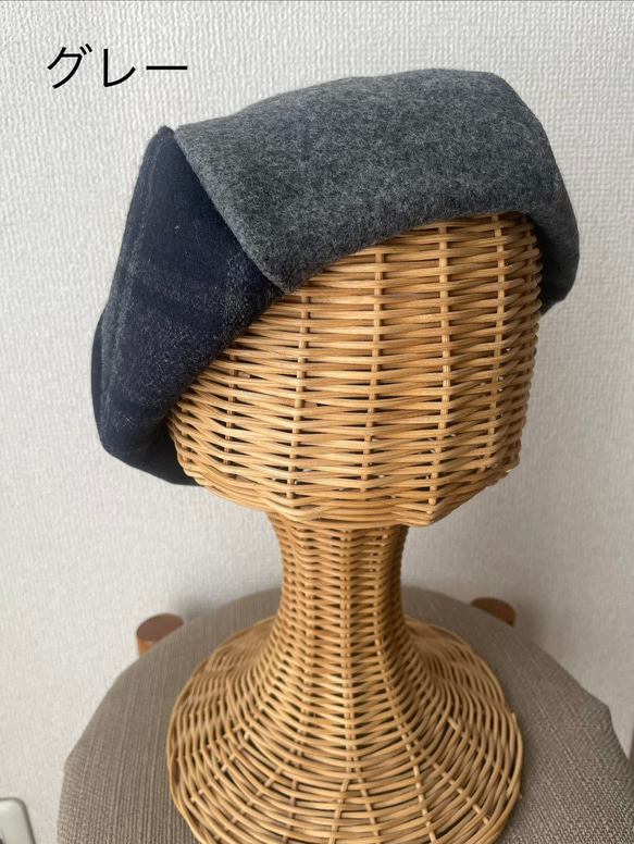 チェック切り替え　ベレー帽 6枚目の画像