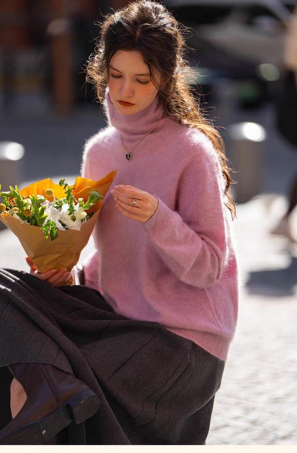 6色ふわふわ極上手触りカシミヤ混ウールプルオーバーニット　ゆったりシルエット【冬春秋】 11枚目の画像