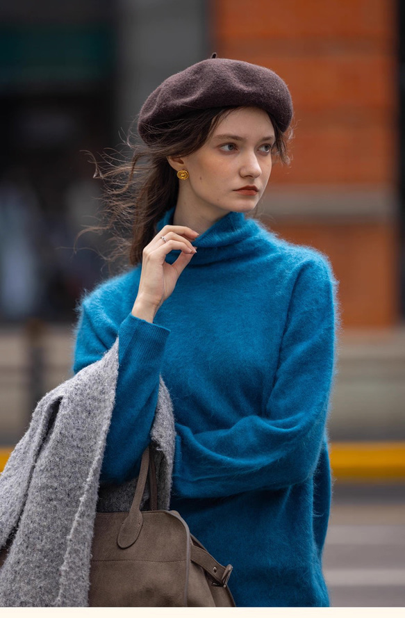 6色ふわふわ極上手触りカシミヤ混ウールプルオーバーニット　ゆったりシルエット【冬春秋】 15枚目の画像