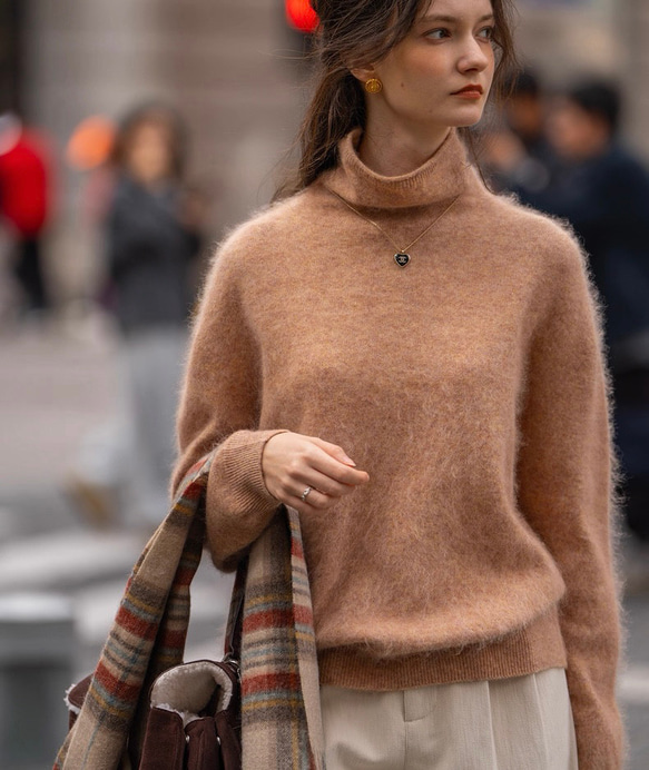 6色ふわふわ極上手触りカシミヤ混ウールプルオーバーニット　ゆったりシルエット【冬春秋】 19枚目の画像