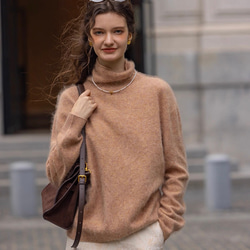 6色ふわふわ極上手触りカシミヤ混ウールプルオーバーニット　ゆったりシルエット【冬春秋】 12枚目の画像