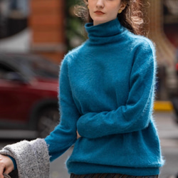 6色ふわふわ極上手触りカシミヤ混ウールプルオーバーニット　ゆったりシルエット【冬春秋】 8枚目の画像