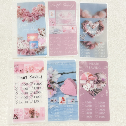 早い者勝ち　韓国　貯金　バインダー　A6 レザー　ピンク　セービング　リフィル バインダー貯金 Saving リフィル A6サイズ 6枚 TeaTime 可愛い 大人