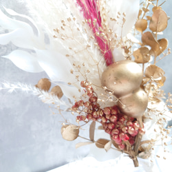 new!!赤丸縄飾【赤米・瓢箪・富士ベース】ドライ＆プリザーブドフラワーお正月飾り2026仕様 9枚目の画像