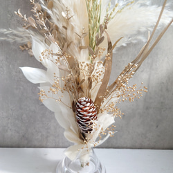 new!!鼠色縄飾【パンパス・トウヒ・富士ベース】ドライ＆プリザーブドフラワーお正月飾り2026仕様 8枚目の画像