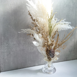 new!!鼠色縄飾【パンパス・トウヒ・富士ベース】ドライ＆プリザーブドフラワーお正月飾り2026仕様 7枚目の画像