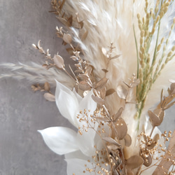 new!!鼠色縄飾【パンパス・トウヒ・富士ベース】ドライ＆プリザーブドフラワーお正月飾り2026仕様 11枚目の画像