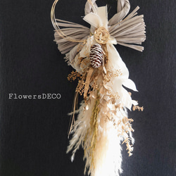 new!!鼠色縄飾【パンパス・トウヒ・富士ベース】ドライ＆プリザーブドフラワーお正月飾り2026仕様 4枚目の画像