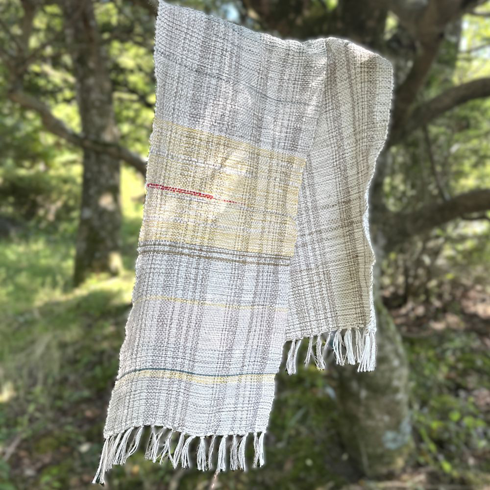 シルクウール 手織り マフラー /防寒 プレゼント（25-16）